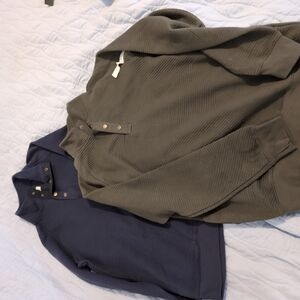 Women's Olive and Navy Sweater Set